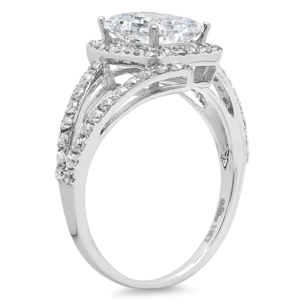 Emerald Cut Simulated Diamond Halo Ring P851