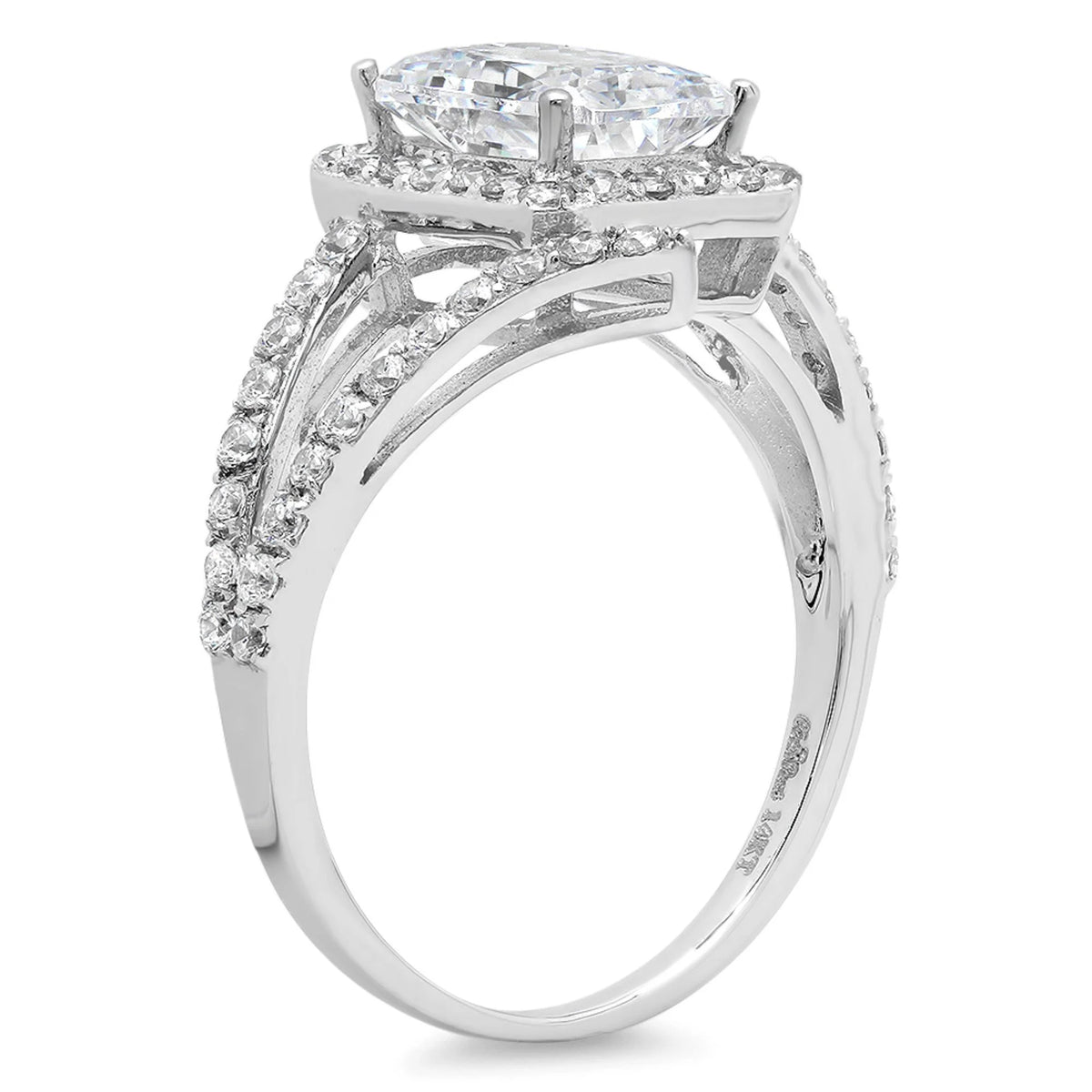 Emerald Cut Simulated Diamond Halo Ring P851
