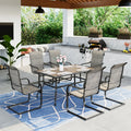 7 Pieces Outdoor Patio Dining Set with 6 Textilene Chairs and Metal Table S5302