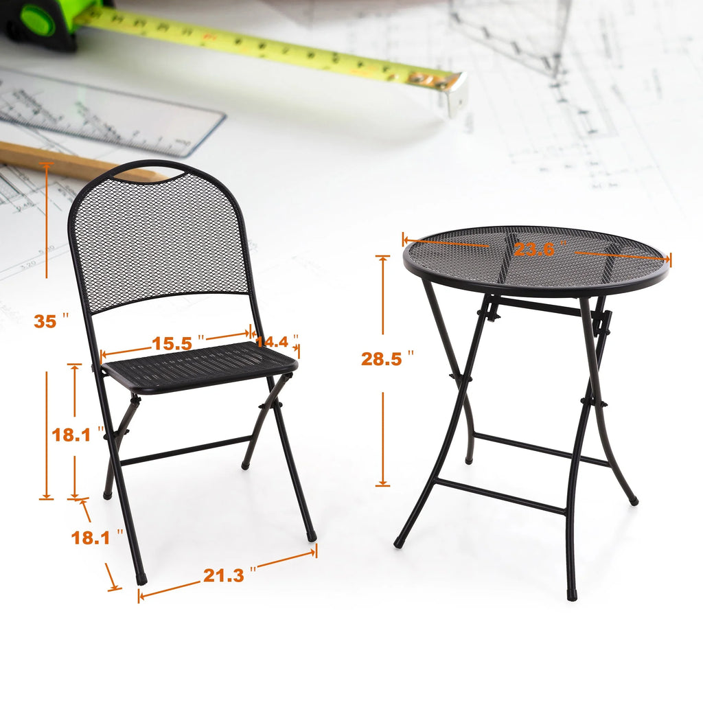 3 Pieces Metal Folding Bistro Set U5605