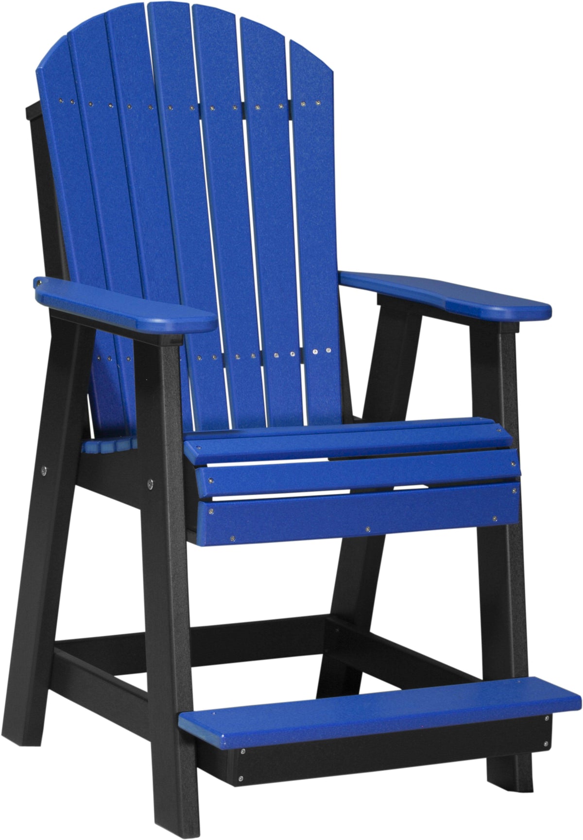 Blue on Black Recycled Plastic Adirondack Balcony Chair P976206
