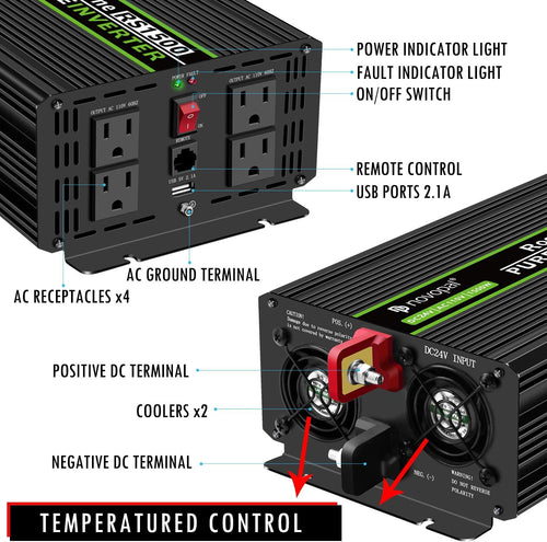 1500 Watt 24V Pure Sine Wave Inverter with 4 AC Outlets N661446
