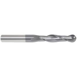 3/4x22 x 2-1/4x22 x 5x22 Ball End Mills, Solid Carbide, 2 Flute, 30 Degrees Helix B630357