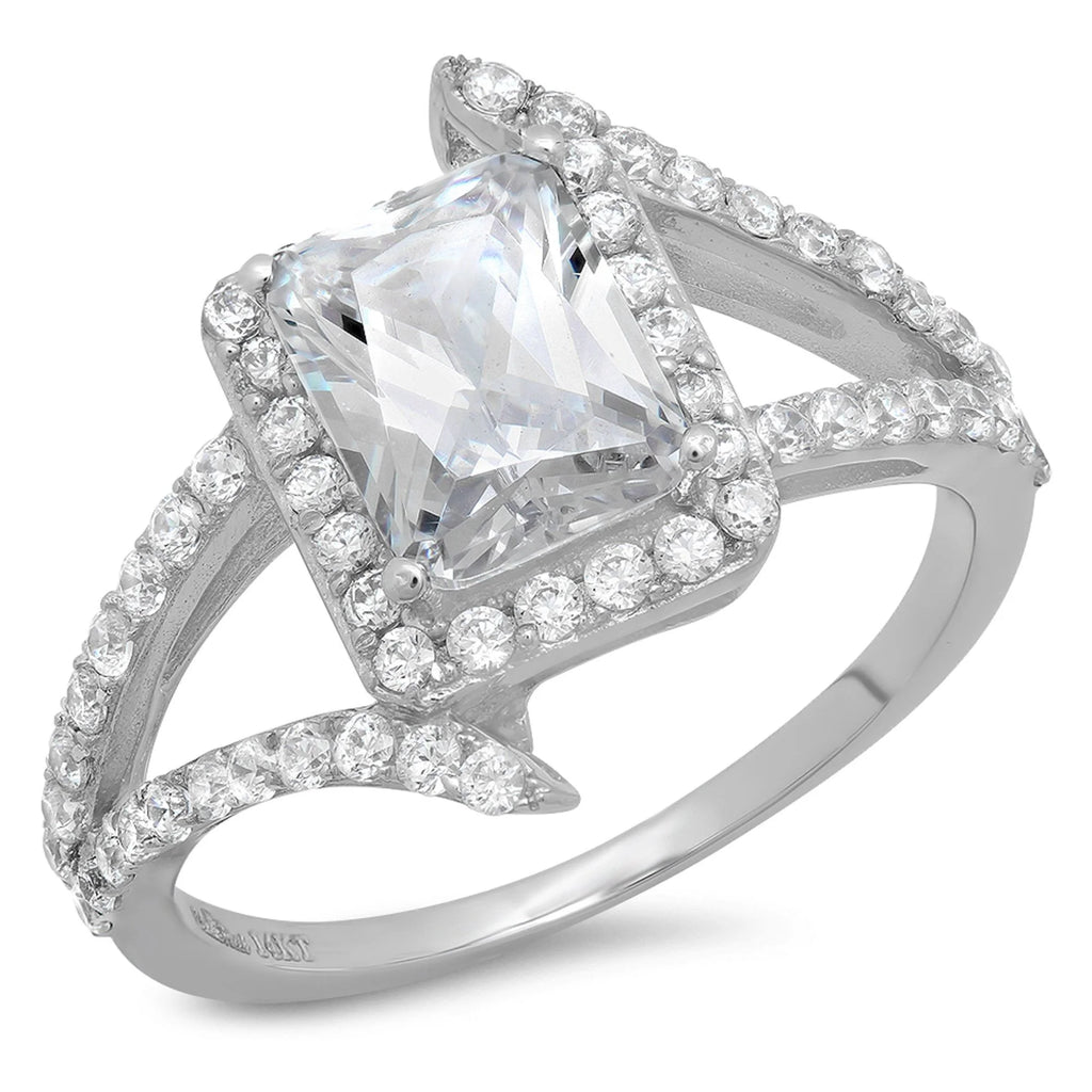 Emerald Cut Simulated Diamond Halo Ring P851