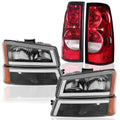 Headlights Assembly + Tail Lights Assembly Combo compatible with 2003-2006 Chevy Silverado C2238