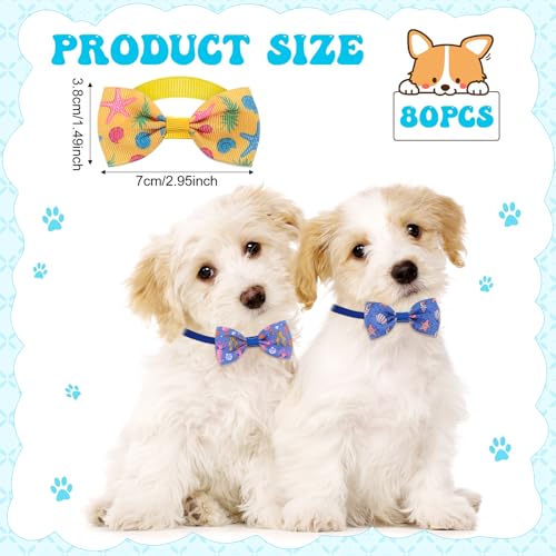 80 Pcs Dog Bow Ties Assorted Pattern W377