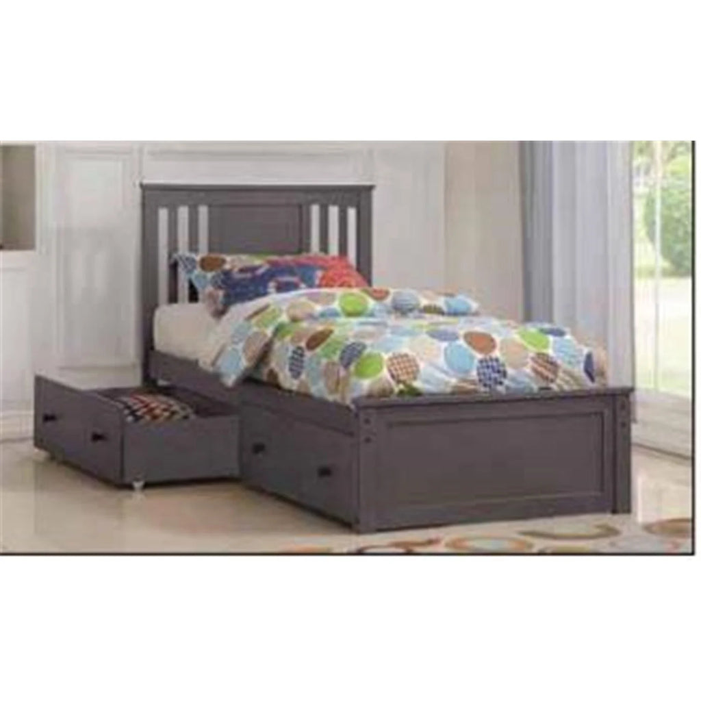 Twin Slate Grey Pine Wood Storage Bed E5182