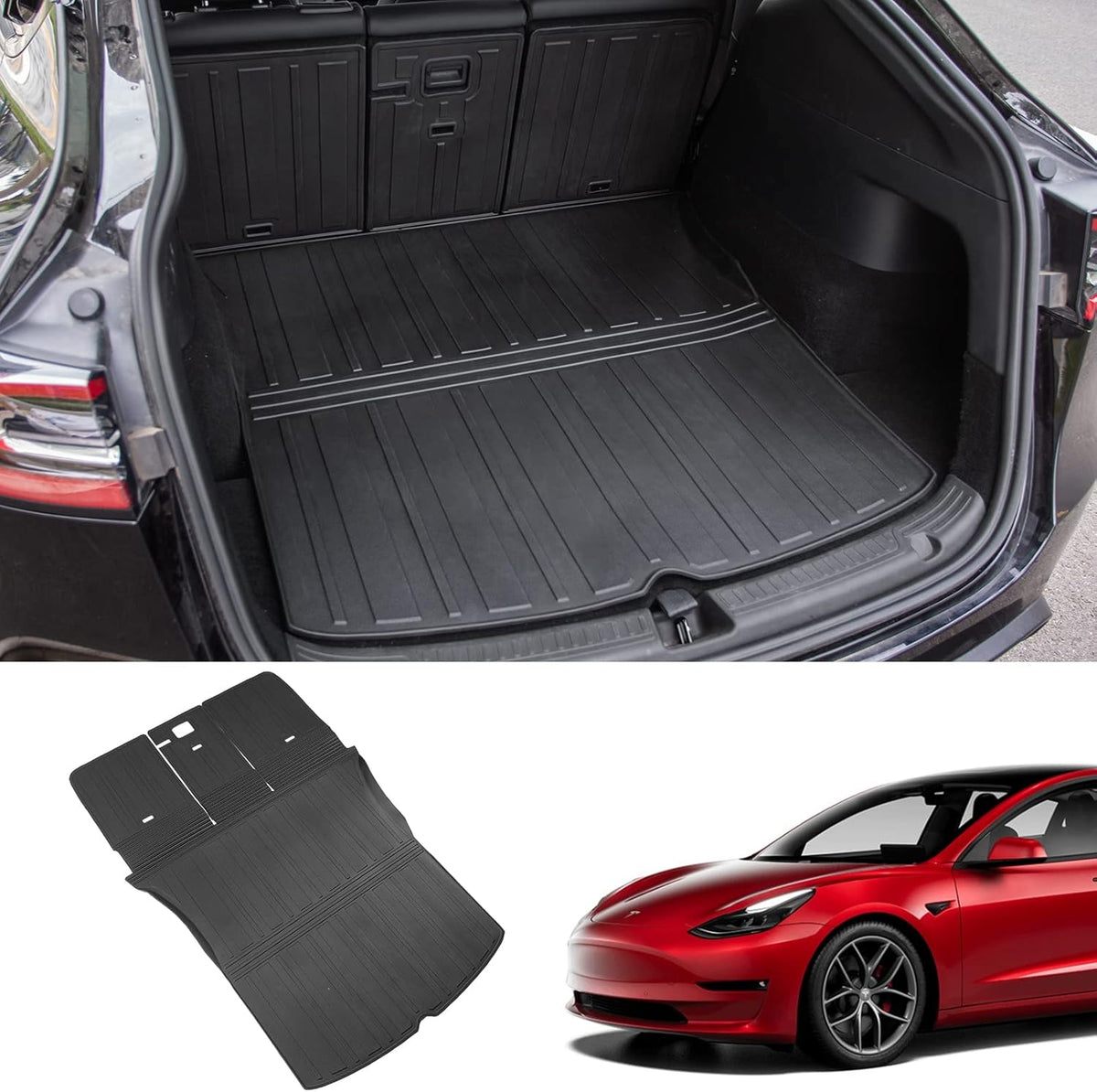 TPE Rear Trunk Mat with Backrest Mats for Tesla Model Y T6889