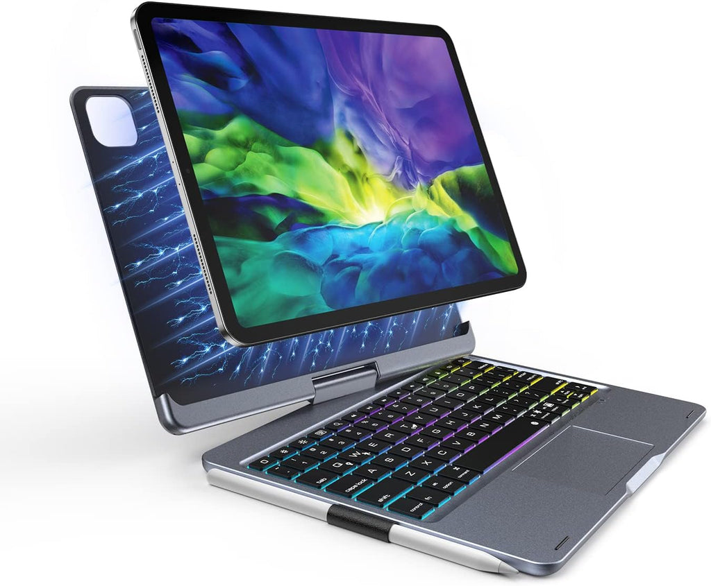 Gray 360° Rotatable Keyboard Case with Trackpad for iPad Pro 12.9 F380892