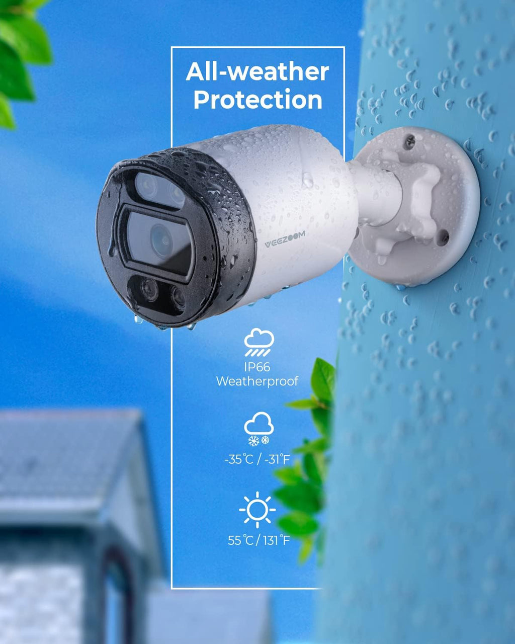 5MP PoE IP Camera with Two-Way Audio, Full-Color Night Vision, AI Human Detection, IP66 Weatherproof Z930893
