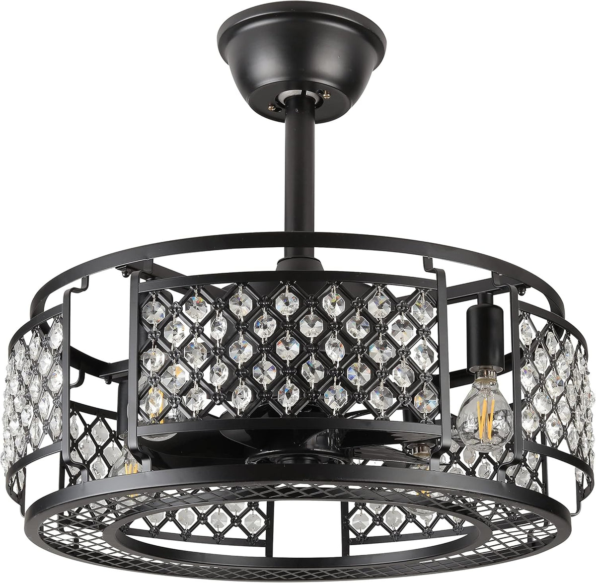 Black Industrial Caged Ceiling Fan with Remote Control A53880
