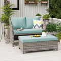 Grey Rattan 2-Piece Outdoor Patio Furniture Set with Green Cushions V489