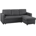 Light Gray Reversible Sleeper Sofa with Pull Out Bed and Storage Q39495