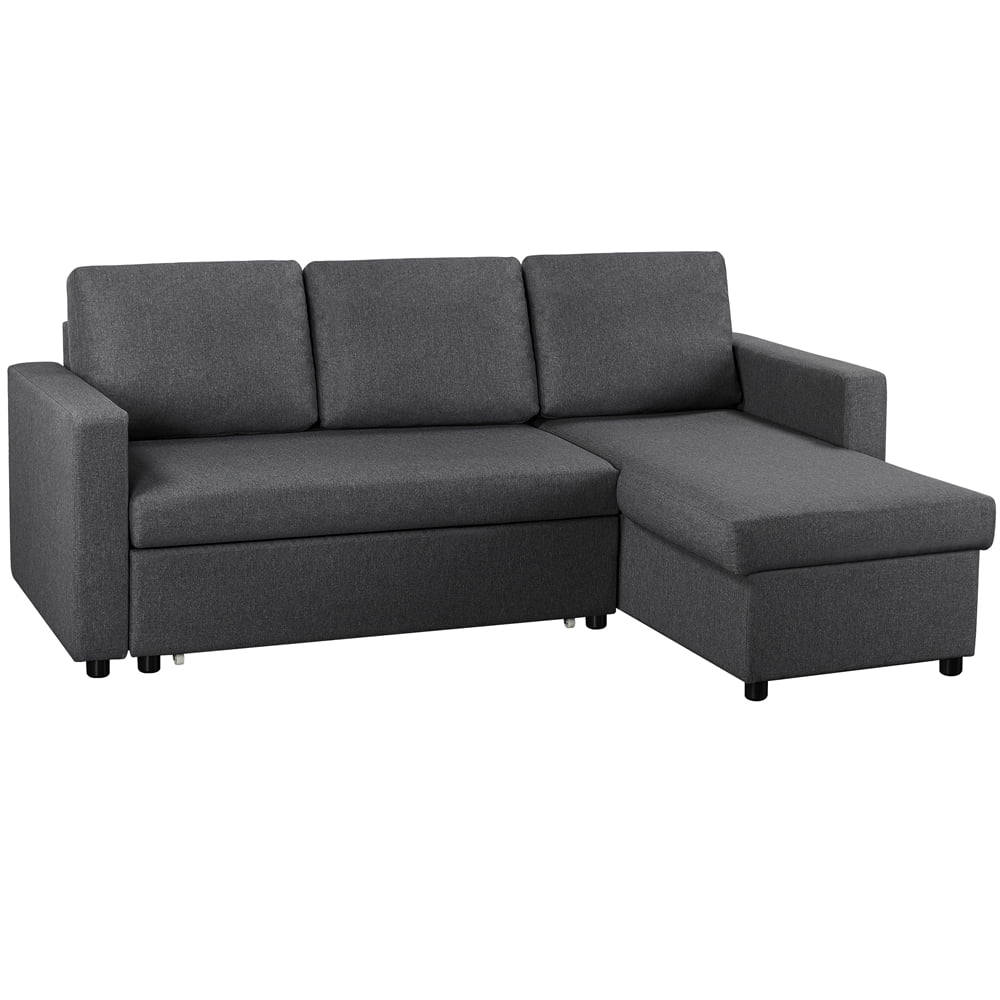 Light Gray Reversible Sleeper Sofa with Pull Out Bed and Storage Q39495