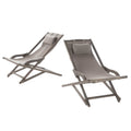 Brown Wood and Canvas Sling Chair Set of 2 Z2168