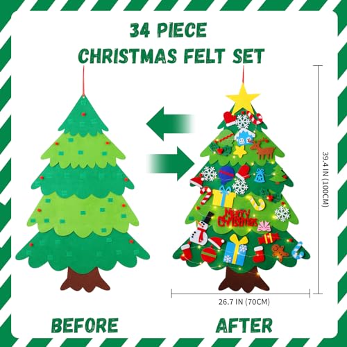 Felt Christmas Tree with 34 Ornaments U5979