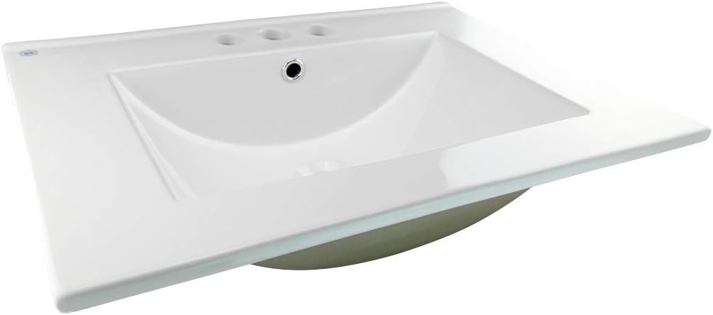 White Drop-in Rectangular Bathroom Sink with Overflow P233222