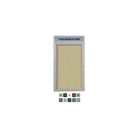 Navy 1-Door Enclosed Vinyl Bulletin Board L6240