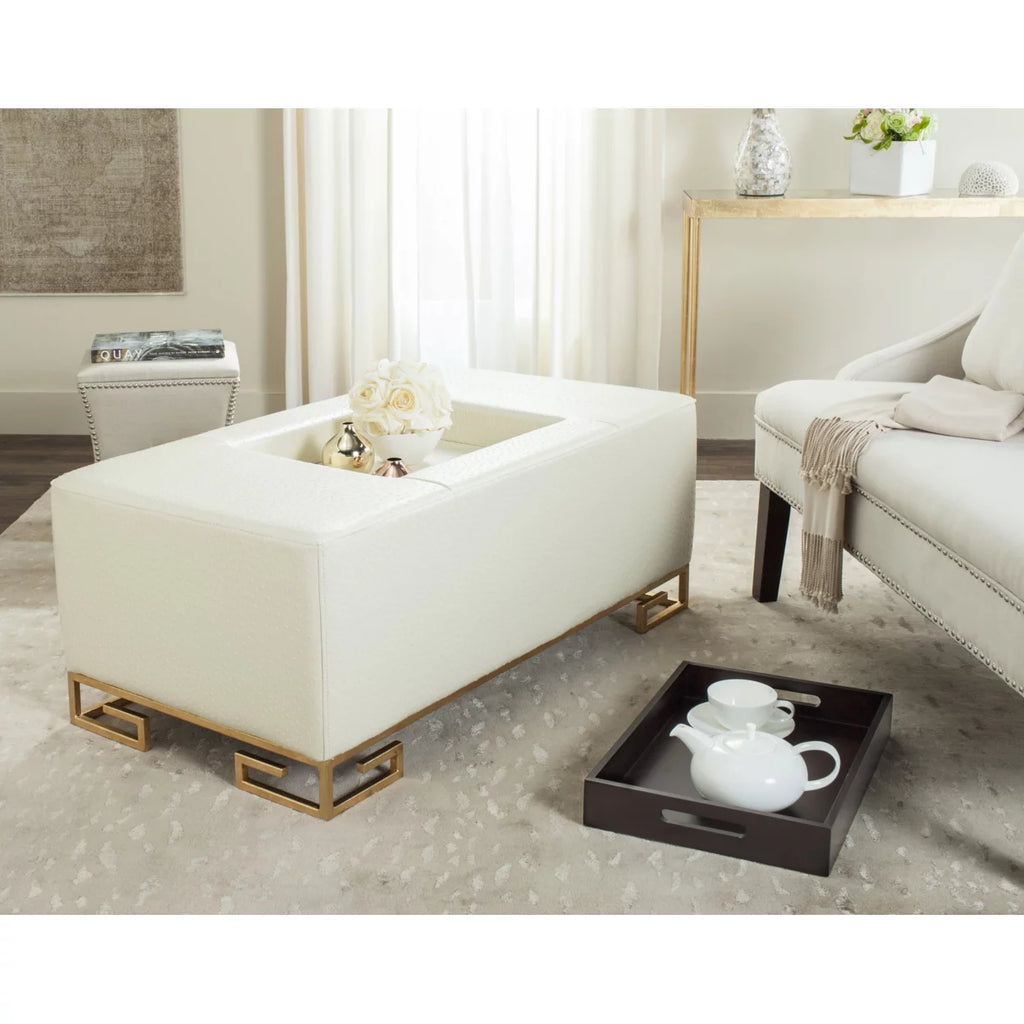 Faux Ostrich Tray Ottoman A443013