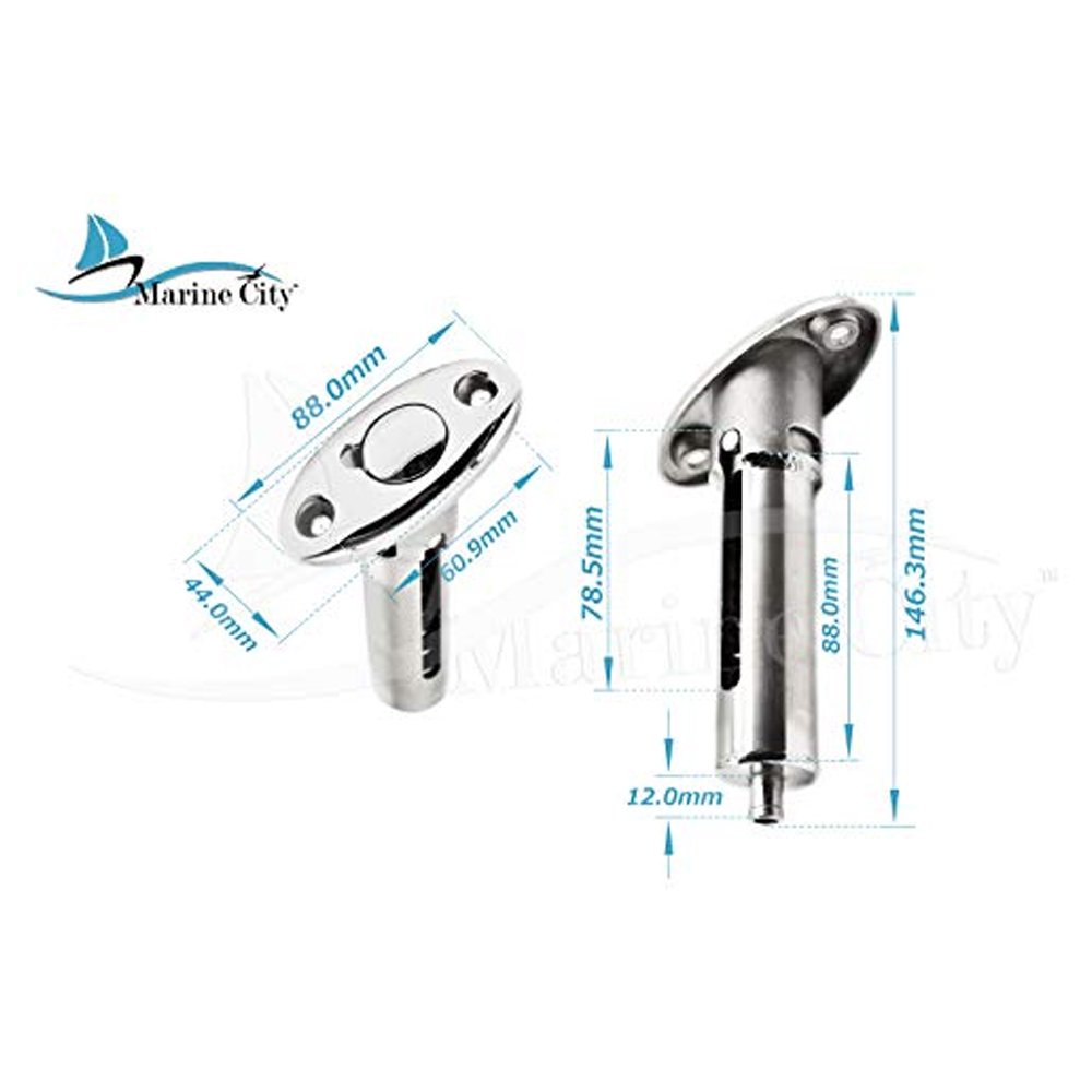 316 Stainless Steel Marine Flag Staff Stanchion Socket for 1" Tube R94198