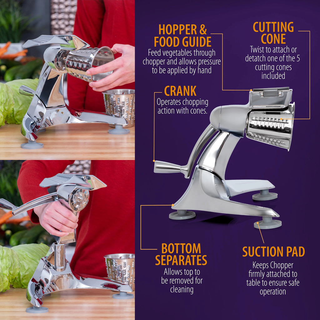 Heavy Duty Vegetable Chopper & Food Processor with Stainless Steel Shredders E870321