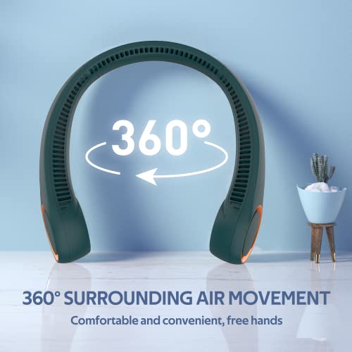 Portable Hands Free Bladeless Neck Fan 4000mAh USB Rechargeable Black R9656