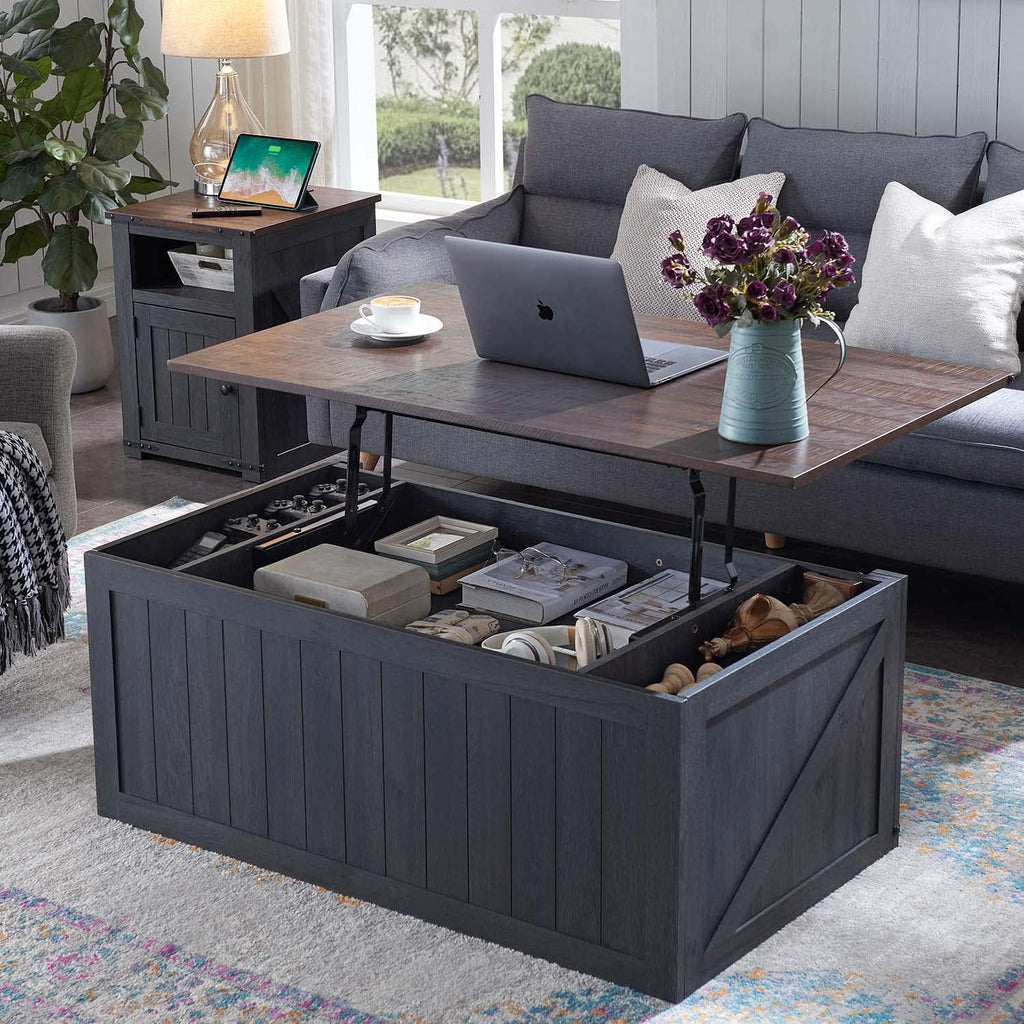48" Lift Top Coffee Table with Sliding Barn Door V665795