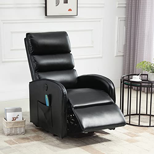 Black PU Leather Power Lift Recliner Chair with Remote Control U487148