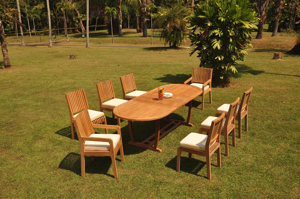 Grade-A Teak 8 Seater 9 Pc Dining Set G939865