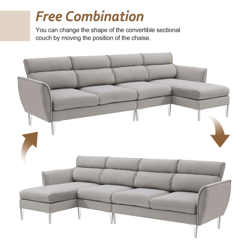 Gray Flannel L-Shaped Convertible Sectional Sofa X688