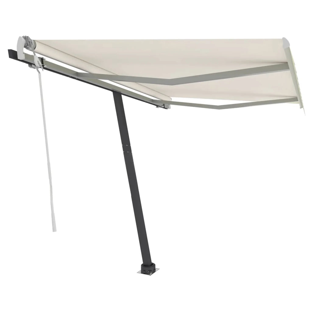 Manual Retractable Awning with LED Outdoor Canopy Sunshade Shelter Cream 118.1 x 98.4 Inches B646