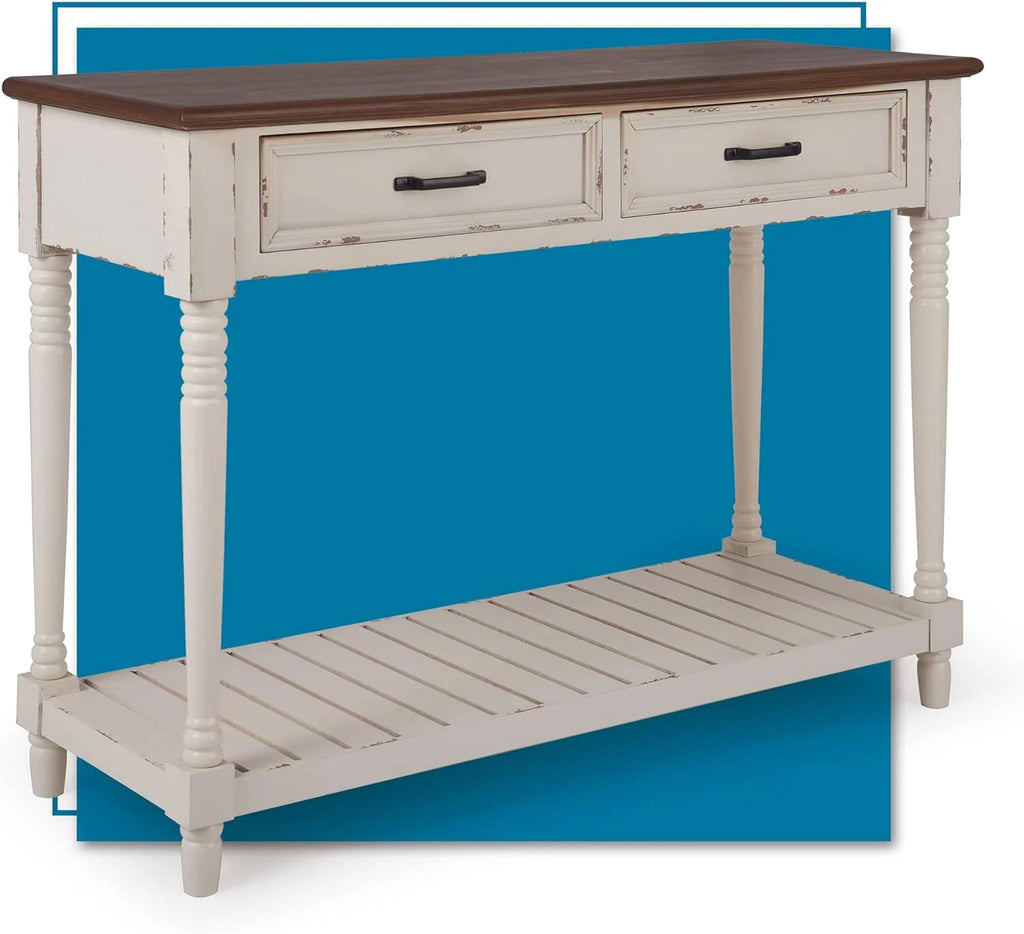 White Console Table with 2 Drawers U1556