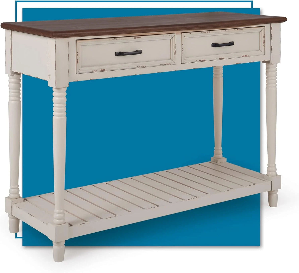 White Console Table with 2 Drawers U1556
