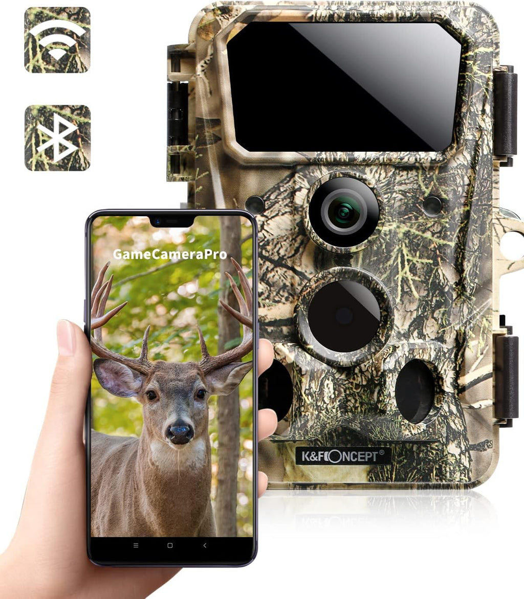 4K@30FPS WiFi Trail Camera 30MP Bluetooth Hunting Game Camera with 120° No Glow Night Vision 66ft 0.2s Motion Activated IP66 Waterproof Wildlife Camera APP Control Send Pictures to Phone A5794