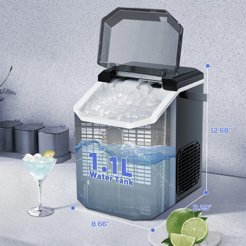 Nugget Ice Maker Countertop with Soft Chewable Pellet Ice, 34lbs/24H, Self-Cleaning, Black A471018