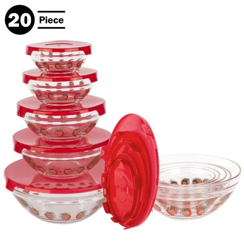 20-Piece Glass Food Storage Bowl and Lids Set R983
