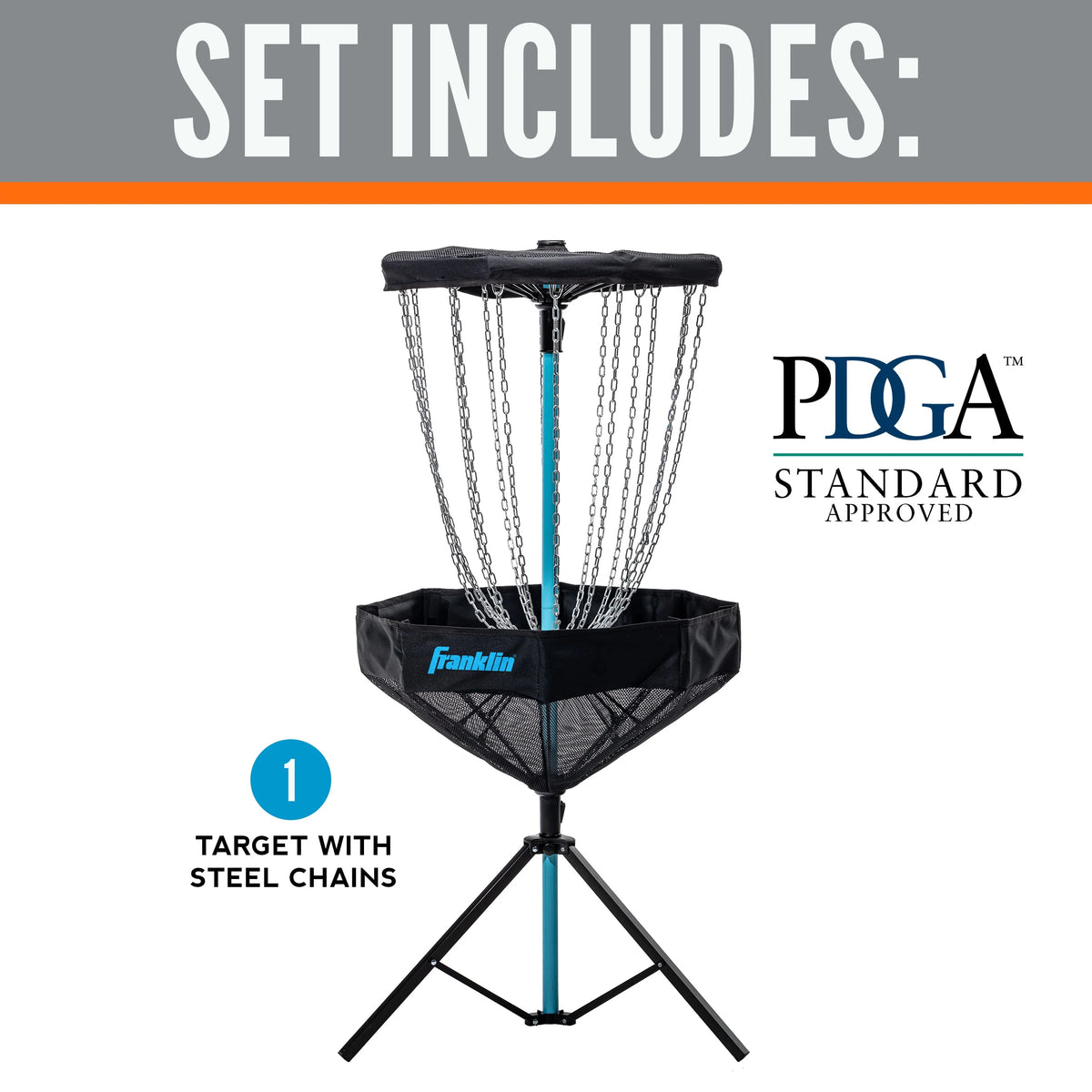 PDGA Approved Portable Disc Golf Target Basket Set with Metal Chains D3277