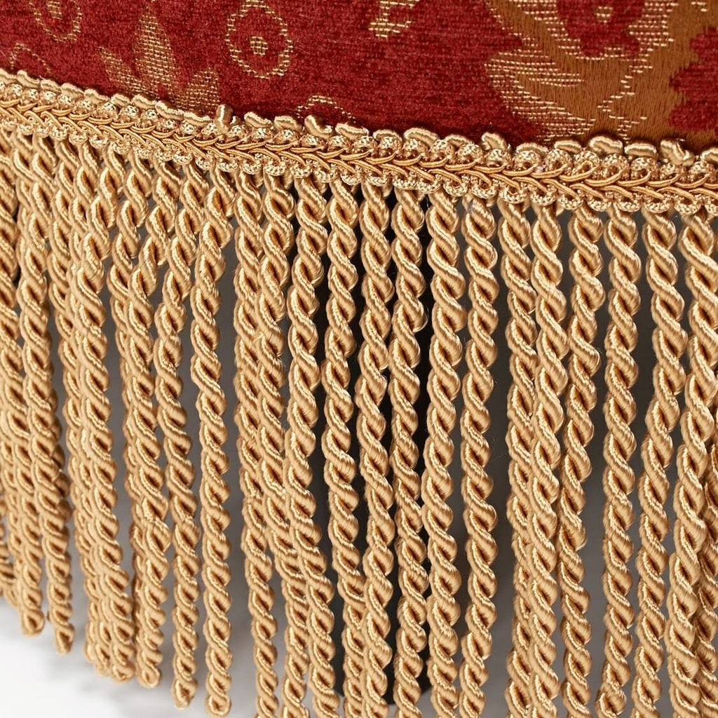Red & Gold Jacquard Round Ottoman Footstool J684