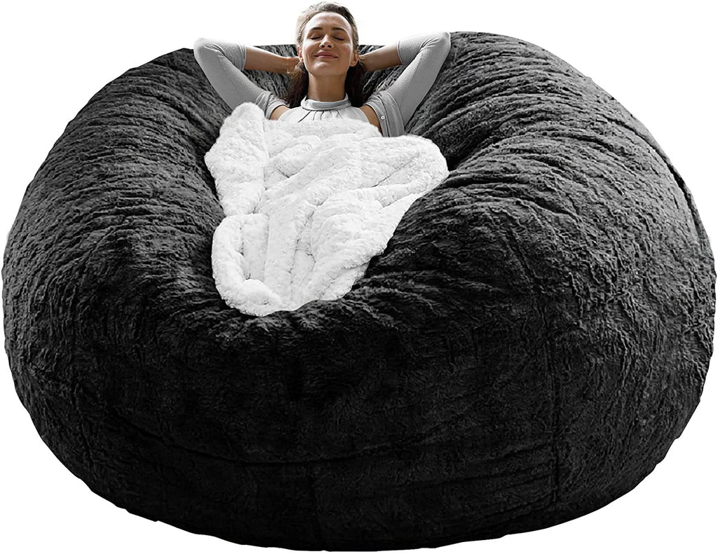 Black 5ft PV Velvet Bean Bag Chair Cover M76139