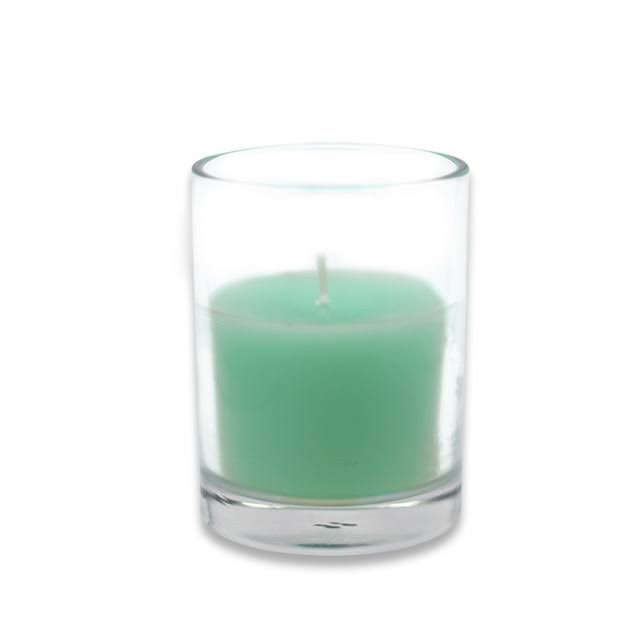 96 Pcs Aqua Round Glass Votive Candles C863066