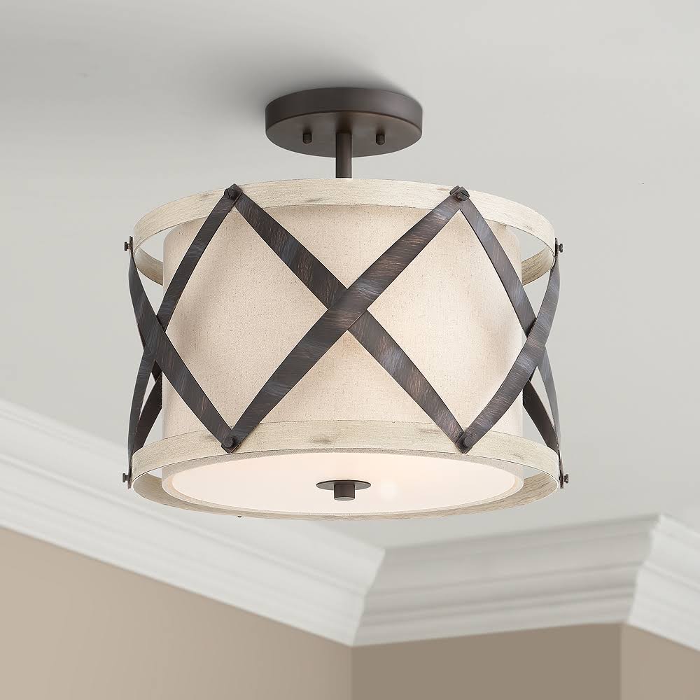Bronze and Wood Ceiling Light G106417