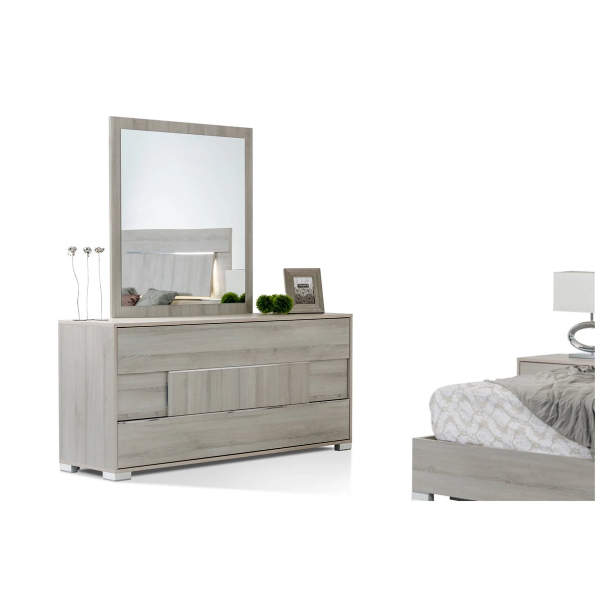 30-inch Grey Veneer MDF Dresser V42048