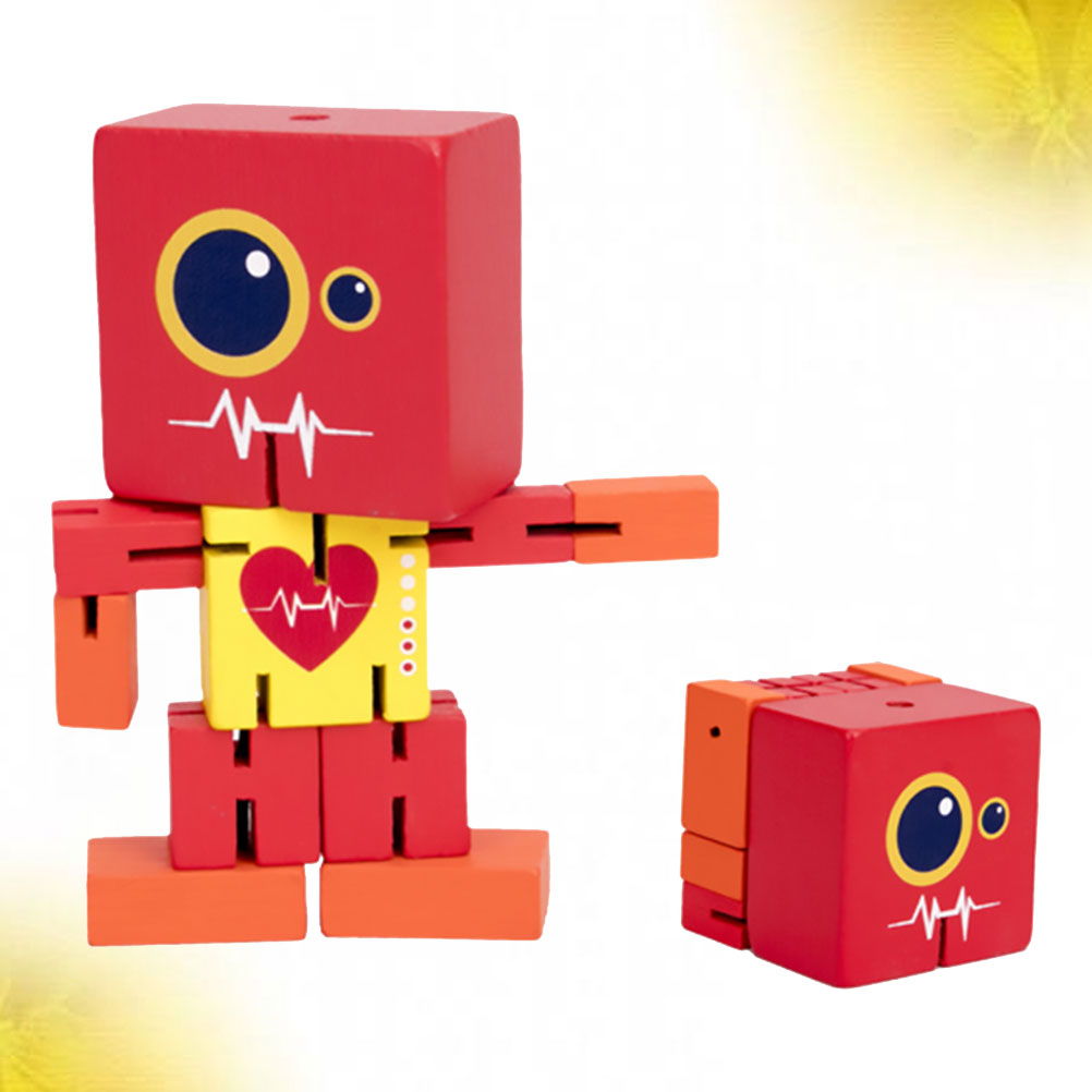 Red Wooden Robot Puzzle Toy Y366