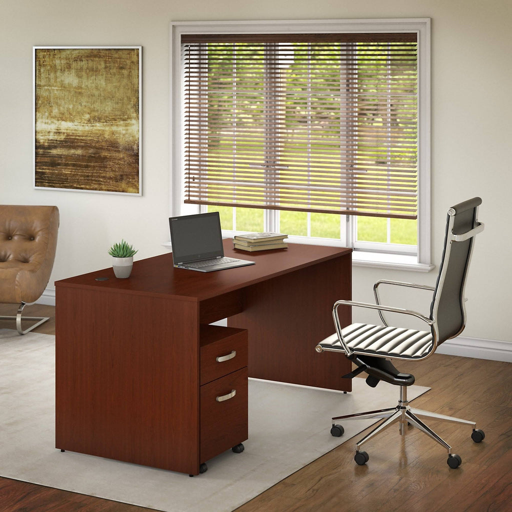 Autumn Cherry Office Desk with Mobile File Cabinet B686377