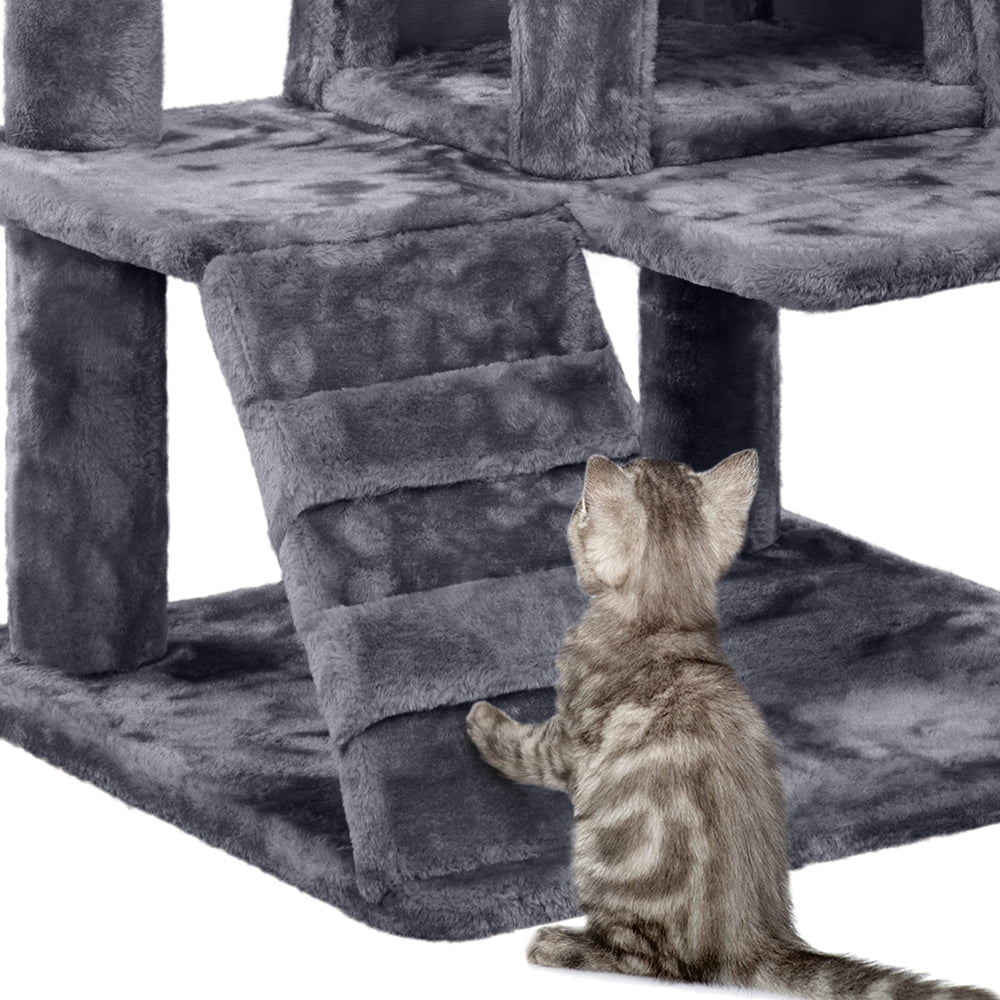 Dark Gray Cat Tree Condo with Scratching Post Tower F505