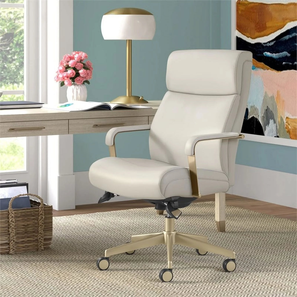 Ivory White Faux Leather Executive Office Chair Z77800