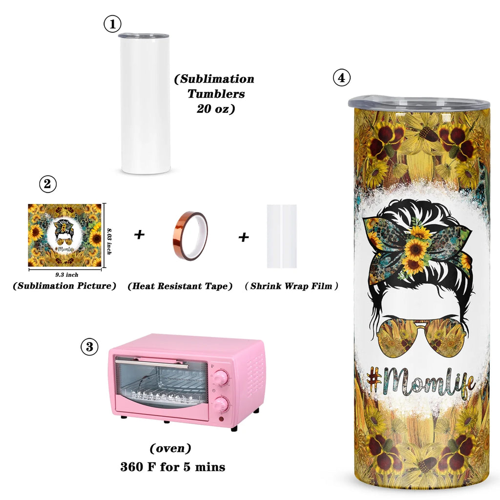8 Pack 20 Oz Stainless Steel Sublimation Tumblers with Lid Straw A2710