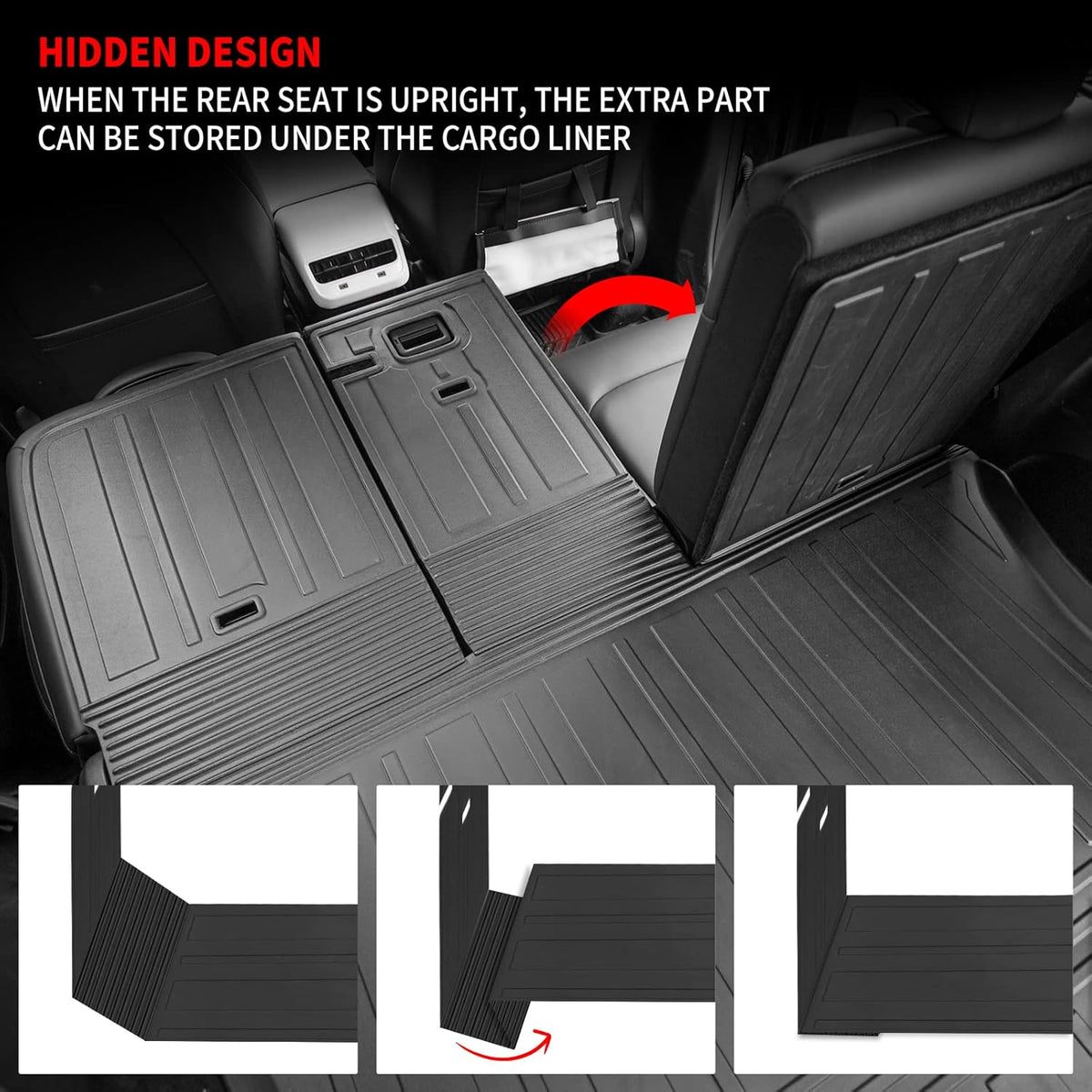 TPE Rear Trunk Mat with Backrest Mats for Tesla Model Y T6889