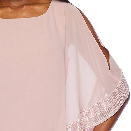 Foil Trim Asymmetrical Popover Cape Dress Y498990