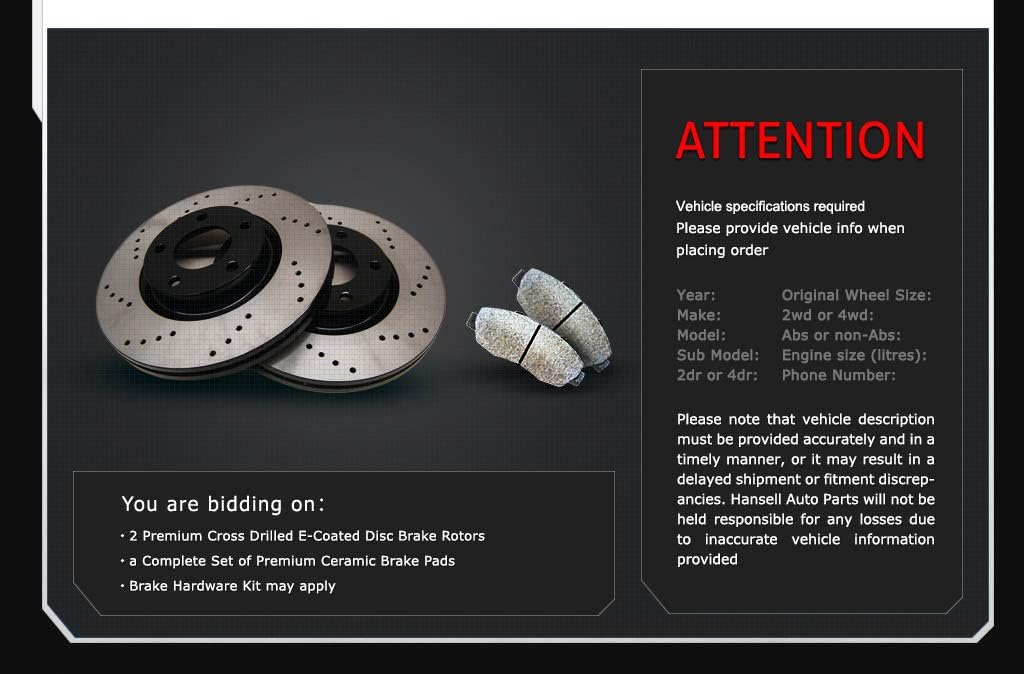 Front Drilled Brake Rotors Pads R71045